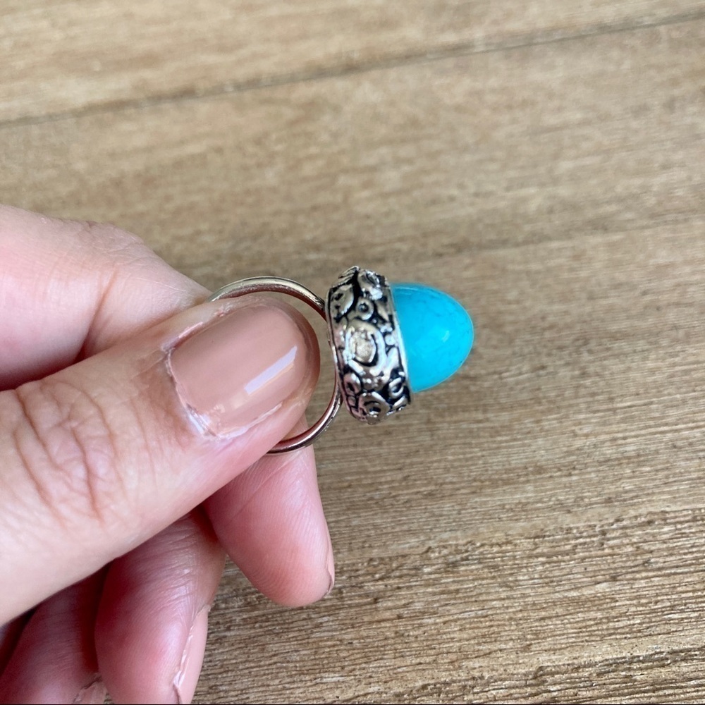 Turquoise stone statement silver ring - Picture 10 of 16
